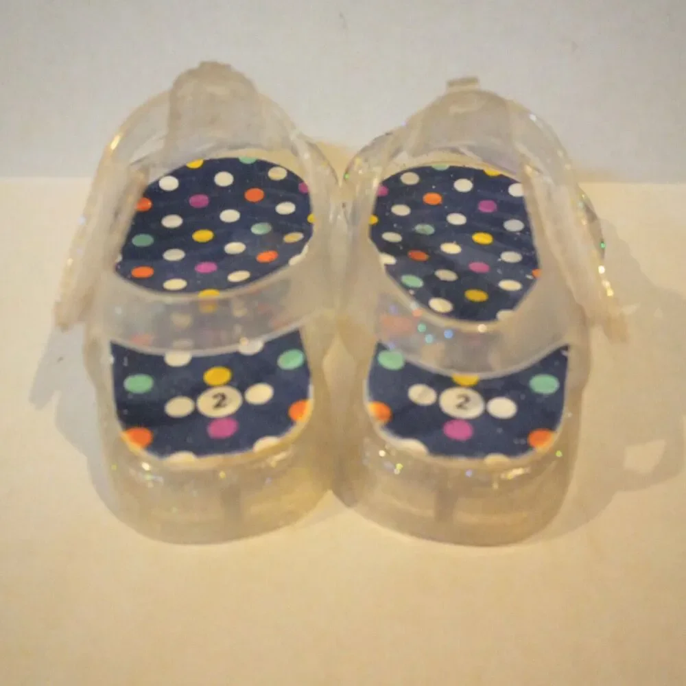 Infant Girls Jelly Sandals-Lot Of 2-Size 2-Clear-Orange-Glitter-Neon-Summer-Fun
